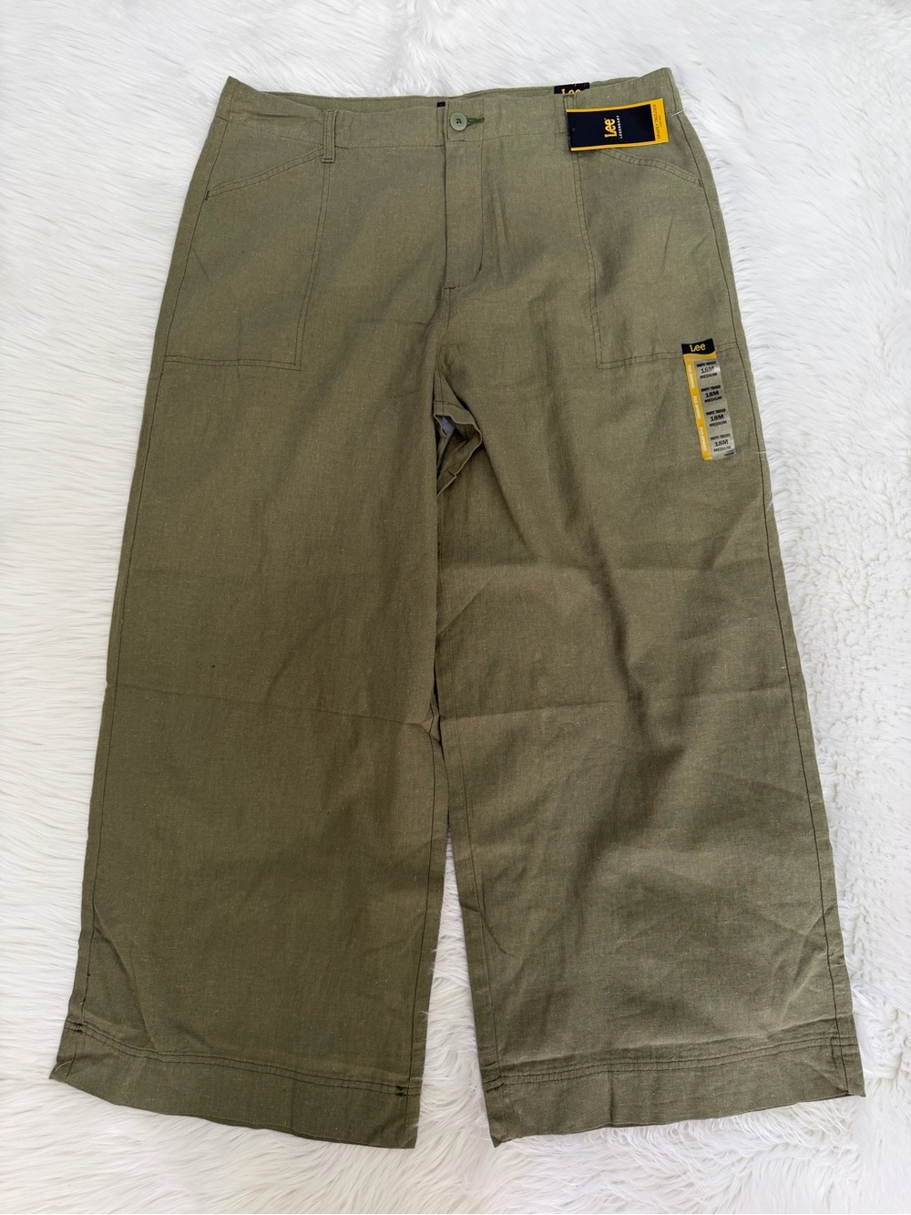 Lee Olive Green Linen Blend Wide-Leg Pants Sz 18M